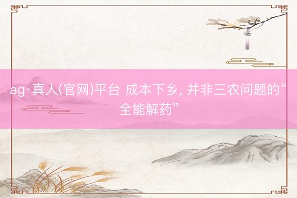 ag·真人(官网)平台 成本下乡, 并非三农问题的“全能解药