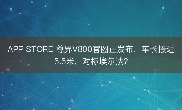 APP STORE 尊界V800官图正发布,车长接近5.5米,对标埃尔法?
