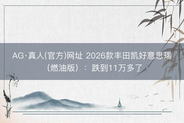 AG·真人(官方)网址 2026款丰田凯好意思瑞（燃油版）：跌到11万多了