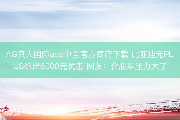 AG真人国际app中国官方商店下载 比亚迪元PLUS给出6000元优惠!网友：合股车压力大了